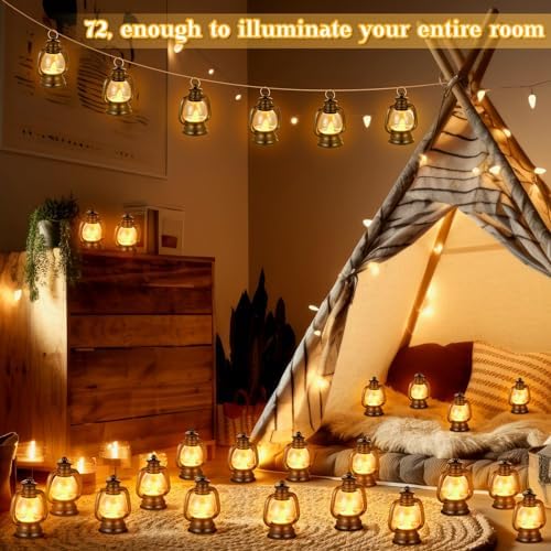 Ferraycle 72 Pcs Mini Lanterns Bulk 4 Inch Black Lamp Table Centerpieces - Image 3