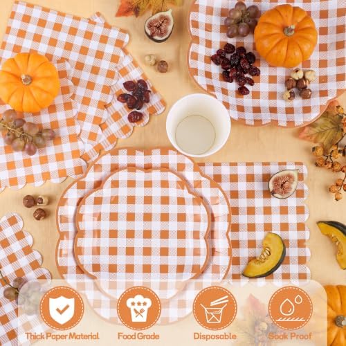 NatNarr 250 PCS Orange Gingham Party Supplies Set for 50 Guests - Image 7