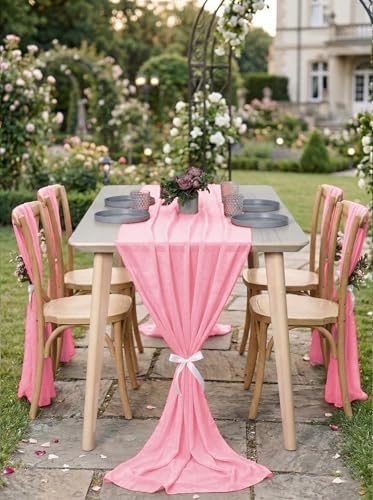Pack of 20 Chiffon Table Runners 29 x 120 Inch, 14FT Long - Coral - Image 4