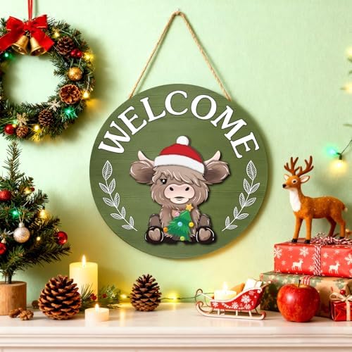 Vicenpal 35 Pcs Fall Interchangeable Highland Cow Welcome Sign, Grass Green - Image 6