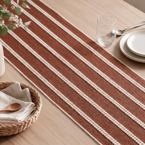 Artoid Mode Caramel Farmhouse Dashed Stripe Table Runner, Seasonal Holiday Fall Boho Rustic Kitchen Dining Table Decoration for Home Party Decor 12x90 Inch - Image 6