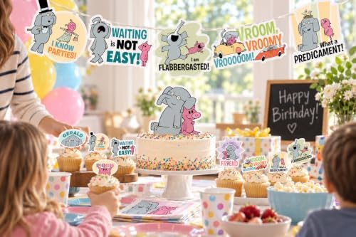 Piggie and Gerald Birthday Decorations Elephant Party Supplies (42 Pc Set) - Image 5