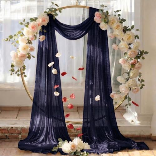 Pack of 1 Wedding Arch Drape Panel Fabric 30" x 20ft - Navy Blue - Image 6