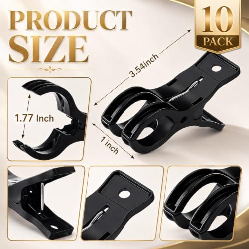 LemonRoad 10 Pack Large Balloon Arch Clips Spring Clamp for Backdrop, Black - Image 2