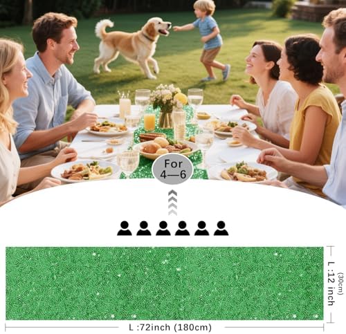 10 Packs 12 x 72 inches Grass Green Sequin Table Runner - Image 4