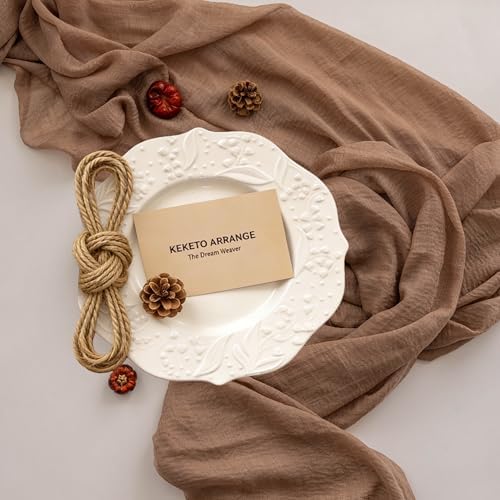 6Pcs Nude Cheesecloth Table Runner 120 Inches for Party Home Decor - Image 2