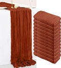 12 Pack Cheesecloth Table Runner, 35x120 Inch Terracotta Table Runners Rustic Burnt Orange Cheese Cloth Boho Gauze Semi-Sheer Runner for Wedding Baby Shower Christmas Home Decor by PWDAN