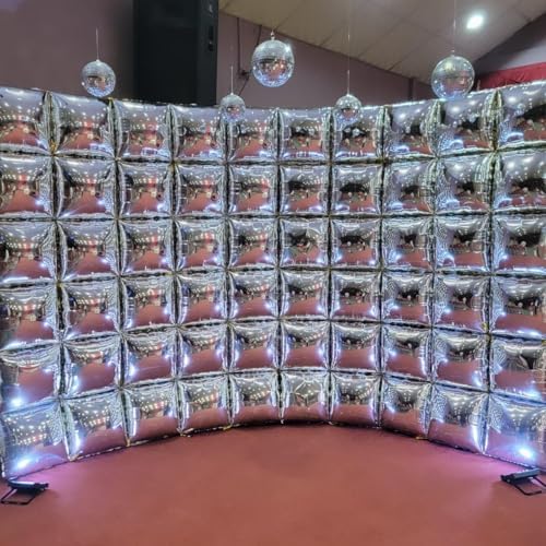 25PCS Silver Square Foil Balloons Wall Backdrop - Image 3