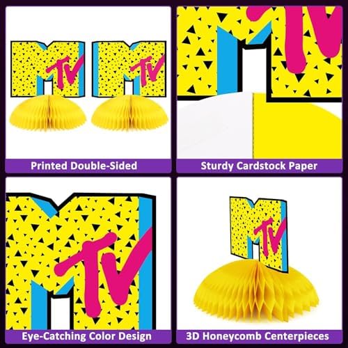 Distaratie 80s Party Decorations Back To The 80s Honeycomb Centerpieces - Image 2