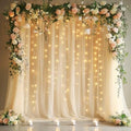Fomcet Tulle Backdrop Curtains with Lights 10x8ft Sheer Champagne Curtain by Fomcet