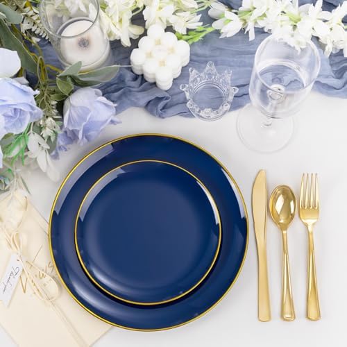 YOUBET 125PCS Navy Blue Plastic Plates for Party Wedding - Image 2
