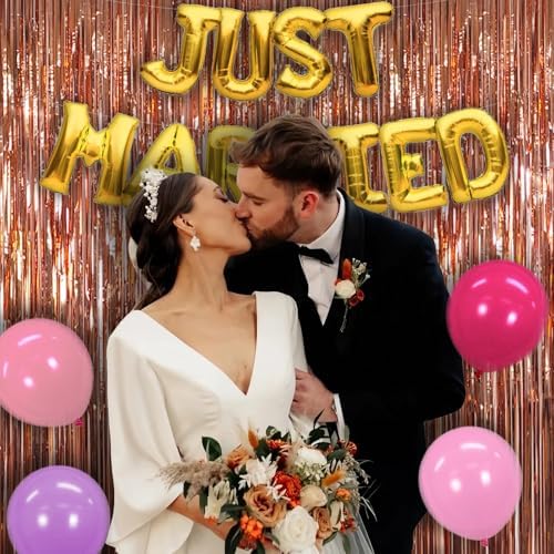 3 Pack 3.28ft x 6.56ft Rose Gold Metallic Tinsel Foil Fringe Curtains, Photo Booth Backdrop Party Decorations for Birthday Wedding Baby Shower Galentines Graduation Bachelorette New Years - Image 4
