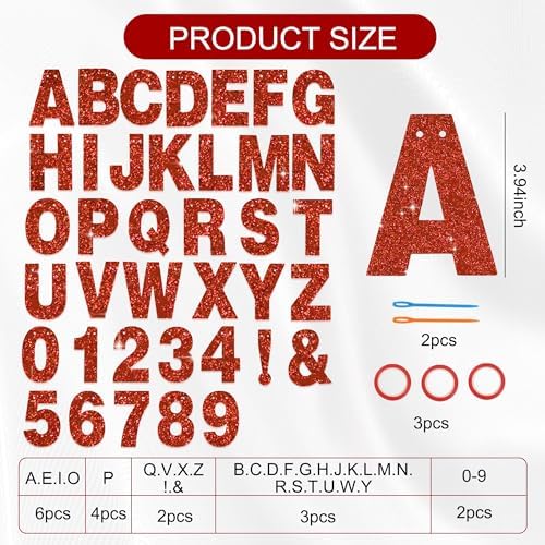 BEISHIDA Glitter Red 116 PCS A-Z DIY Letter Custom Banner Party Decor - Image 2