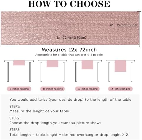 6 Packs 12 x 72 inches Sequin Table Runner, Rose Gold Glitter Table Runner for Birthday Party Supplies Wedding Engagement Baby Shower Holiday Celebration Event Decorations - Image 4