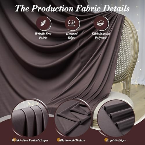 20 ft x 10 ft Wrinkle Free Brown Backdrop Curtain for Parties, Wedding Brown Photo Backdrop Drapes, Fabric 4 Panels 5ft x 10ft for Baby Shower Photoshoot Engagement Birthday Photography Background - Image 6
