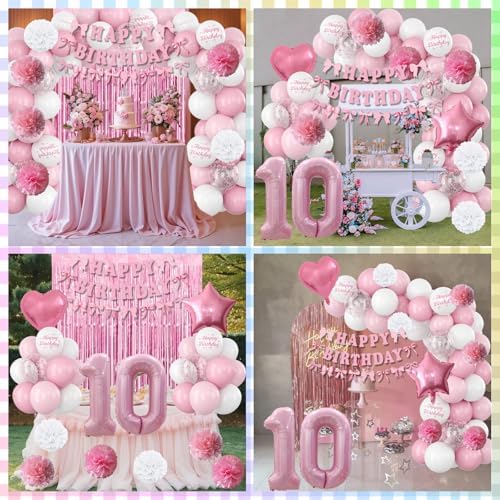 10th Birthday Decorations Girls Pink Number 10 Balloon Bow Coquette Party - Image 6