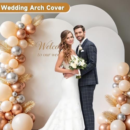 Hemmotop Stretchy White Arch Backdrop Cover Set of 3-7.2ft, 6.6ft, 6ft - Image 2