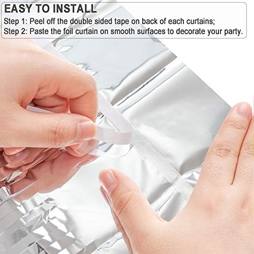 Silver Streamers Metallic Party Backdrop 8.2ft x 3.2ft - Pack of 2 - Image 4