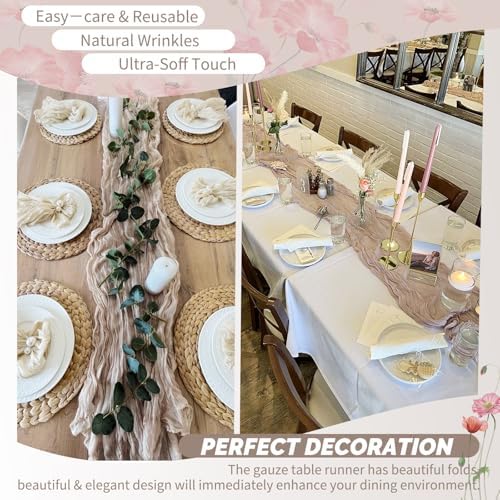 30 Pack Rosy Brown Cheesecloth Table Runner 17x108 Inches Boho Home Decor - Image 6