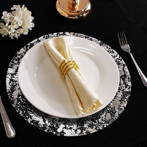 Snowkingdom Silver Disposable Placemats Set of 12 Foil Mesh 13 Inch Round Pressed Table Mates 12 Pack Silver Doilies for Dining Table Wedding Birthday Party Holiday Home Decoration - Image 2
