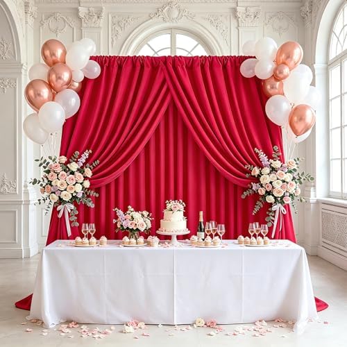 Red Backdrop Curtains 20ftx10ft Christmas Polyester Photo Drapes - Image 2