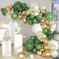 MEBAY Green White Gold Balloon Arch Kit, 146Pcs Avocado Green Metallic Chrome Gold Confetti and White Latex Balloons for Wedding Birthday Baby Shower Decoration by MEBAY