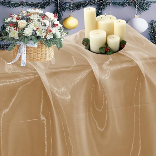 100 Yard Organza Fabric 44" Wide for Wedding Event Décor - Champagne Gold by MDS