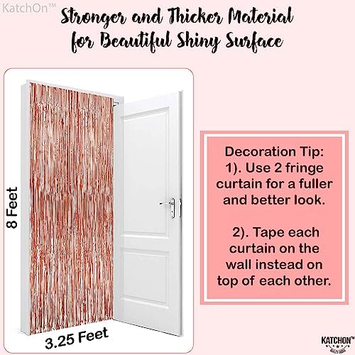 KatchOn 2Pc Rose Gold Fringe Curtain 3.2x8Ft Birthday Decorations for Women - Image 4