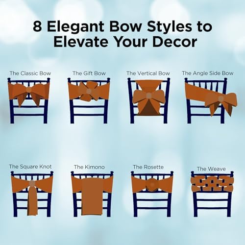 Leading Linens 250 pcs Brown 108"x8" Satin Bow Sash Chair Cover Decoration - Image 5
