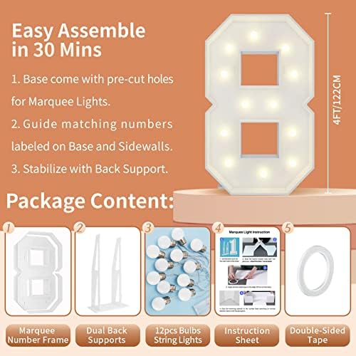 4FT Marquee Numbers, Large Light Up Numbers 8 for 8th Birthday Party Decor - Image 5