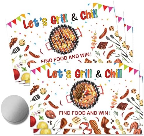 50 Pcs Let's Grill & Chill Scratch off Game Cards for BBQ Party by Unknown