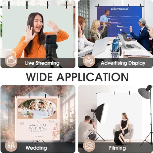 6.5x3.2ft T-Shape Backdrop Stand, Adjustable Background Support Stand Kit, Portable Photo Banner Holder with 4 Spring Clamps, Sandbag, Carry Bag for Party, Wedding, Photography and Decoration - Image 6