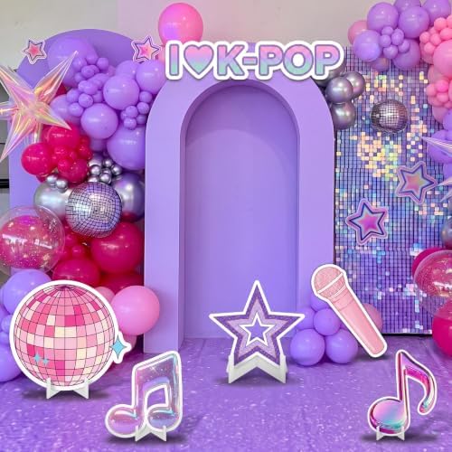 Honoson 6 Pcs Large 24" x 32" Kpop Theme Party Decoration Cardboard Cutouts Standee, Kpop Music Note Microphone Disco Ball Backdrop for Birthday Party Supplies Fan Meetup Photo Booth Props - Image 5