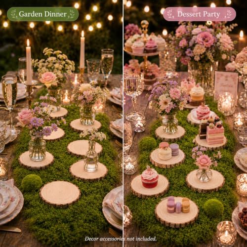8 Pack Wood Centerpieces for Tables, Woodland Table Centerpieces Set with Wood Slices, Artificial Moss & Moss Stone, Enchanted Forest Decorations, Rustic Wedding Party Decor DIY Craft Kit(5.2-6.0'') - Image 6