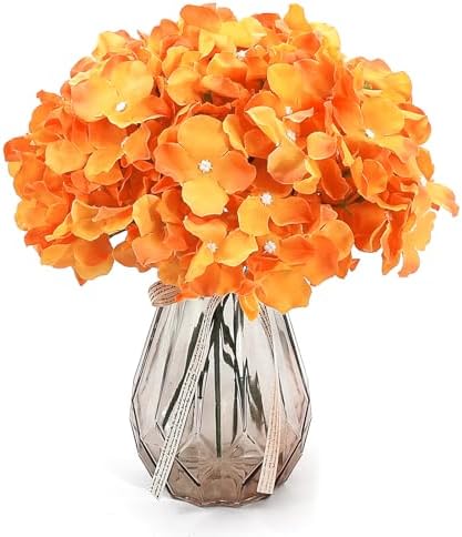 Auihiay 64Pcs Fall Hydrangea Artificial Flowers, Orange Faux Hydrangeas - Image 2