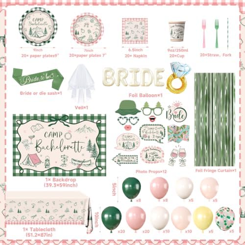 Camp Bachelorette Decorations, Pink Green Bachelorette Party Decorations - Image 3
