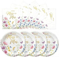 50 Pcs Miss to Mrs Plates and Napkins Set, 7 Inch Bridal Shower Supplies by Unknown