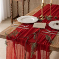 2Pcs Red Cheesecloth Table Runner 120 Inches for Party Home Decor by KEKETOARRANGE