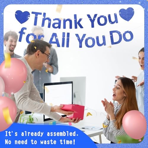 Thank You Banner Appreciation Banner for Appreciation Decorations Teacher Thanks Volunteer Events Office School Organization Thank You Parties (Blue) - Image 6