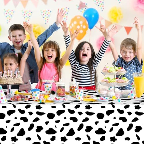 12 Pack Cowboy Baby Shower Plastic Tablecloth for Rectangle Tables, Cow Print Western Disposable Table Cover, Blue Rustic Table Cloth for Western Farm Cowboy My First Rodeo Baby Shower Party Decor - Image 6