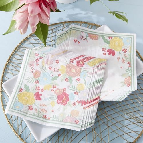 Kate Aspen Garden Blooms 62pc Paper Plates Napkins, 16pcs 7 inch & 16pcs 9 inch Heavy Duty Disposable Party Plates, 30pcs 6.5 inch Durable Paper Napkins for Bridal Shower, Baby Shower, Wedding Party - Image 4