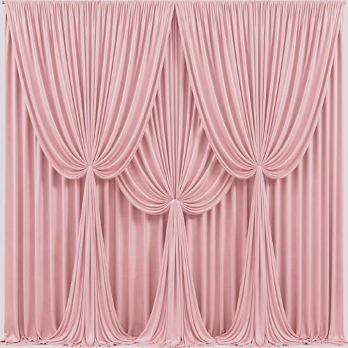 24x10FT Dusty Rose Backdrop Curtains for Wedding Parties, Wrinkle Free Polyester Photography Backdrop Drapes for Baby Shower Birthday Parties Stage Background Stand Decorations 4x10ft,6 Panels by Partisky