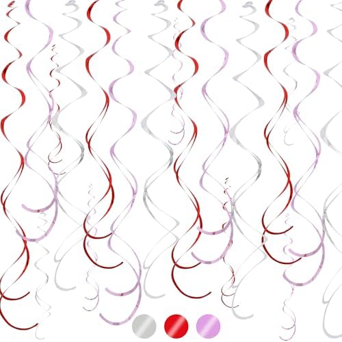 BEISHIDA 20Pcs Red Pink Silver Hanging Swirl Valentine Girls Birthday Decor by Beishida