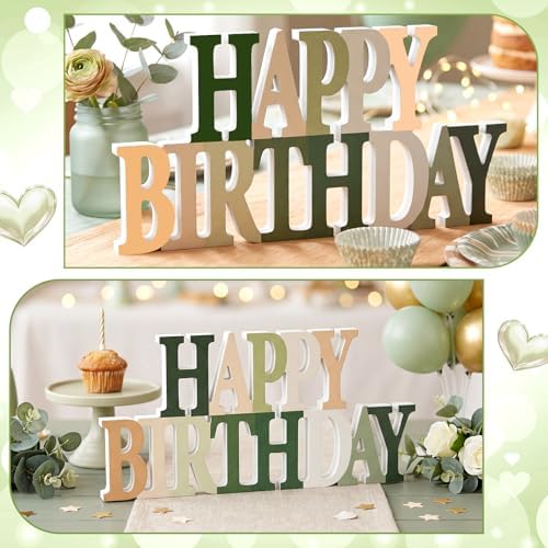 Novabright Happy Birthday Sign, Sage Green, No Glitter - Image 3