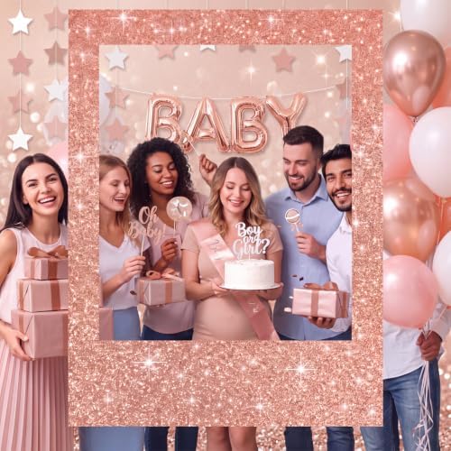 Beeveer 40 x 30 in Large Photo Booth Selfie Frame Props, Rose Gold Vertical - Image 3