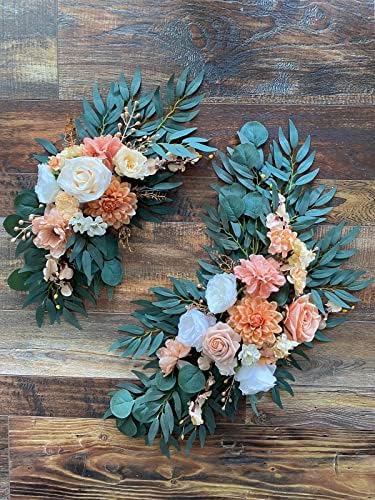 FACINOC Artificial Flowers Orange Mix Fake Flower Dahlia Roses with Stems - Image 4
