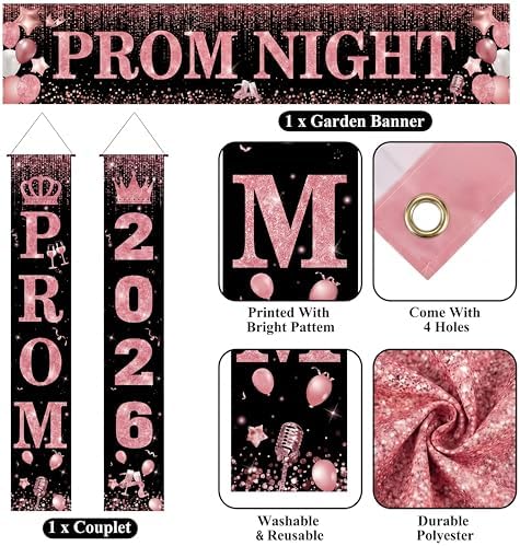 Smoothnovelty 3 Pcs Pink Prom Night Banner - Image 3