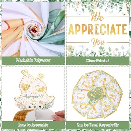 We Appreciate You Party Decorations Sage Green Gold Thank You for All You Do Banner Honeycomb Centerpieces Hanging Swirls Kit for Office Employee Pastor Teacher Doctor Appreciation Party Gift Decor - Image 6