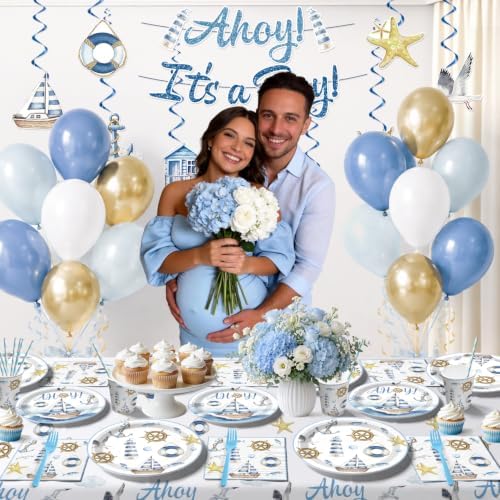 Xynic Ahoy Its a Boy Baby Shower Decorations Set,Serves 25 Guests - Image 4