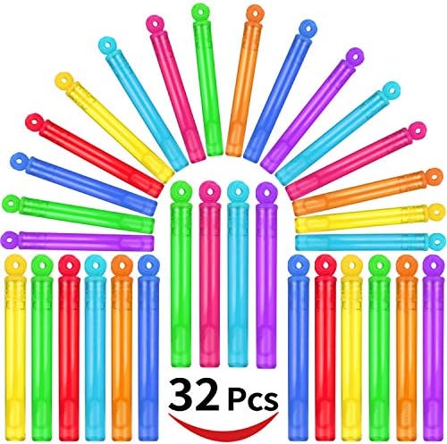 32 Piece Mini Bubble Wands Bulk, 8 Color Bubbles Party Favor Assortment Box - Image 3